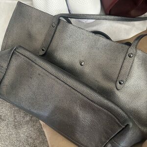 Coach Metallic Gray Tote Bag